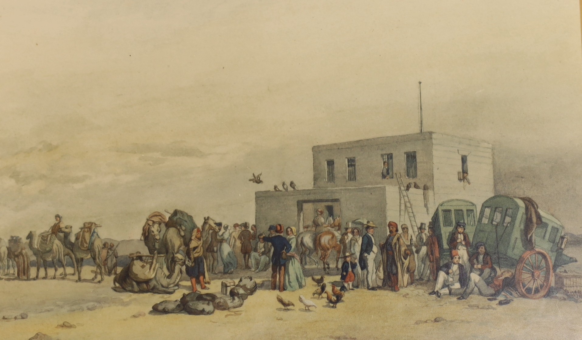 After Henry Fitzcook, six colour prints, 'The overland route to India', together with four colour prints after Turner, largest 15 x 23cm